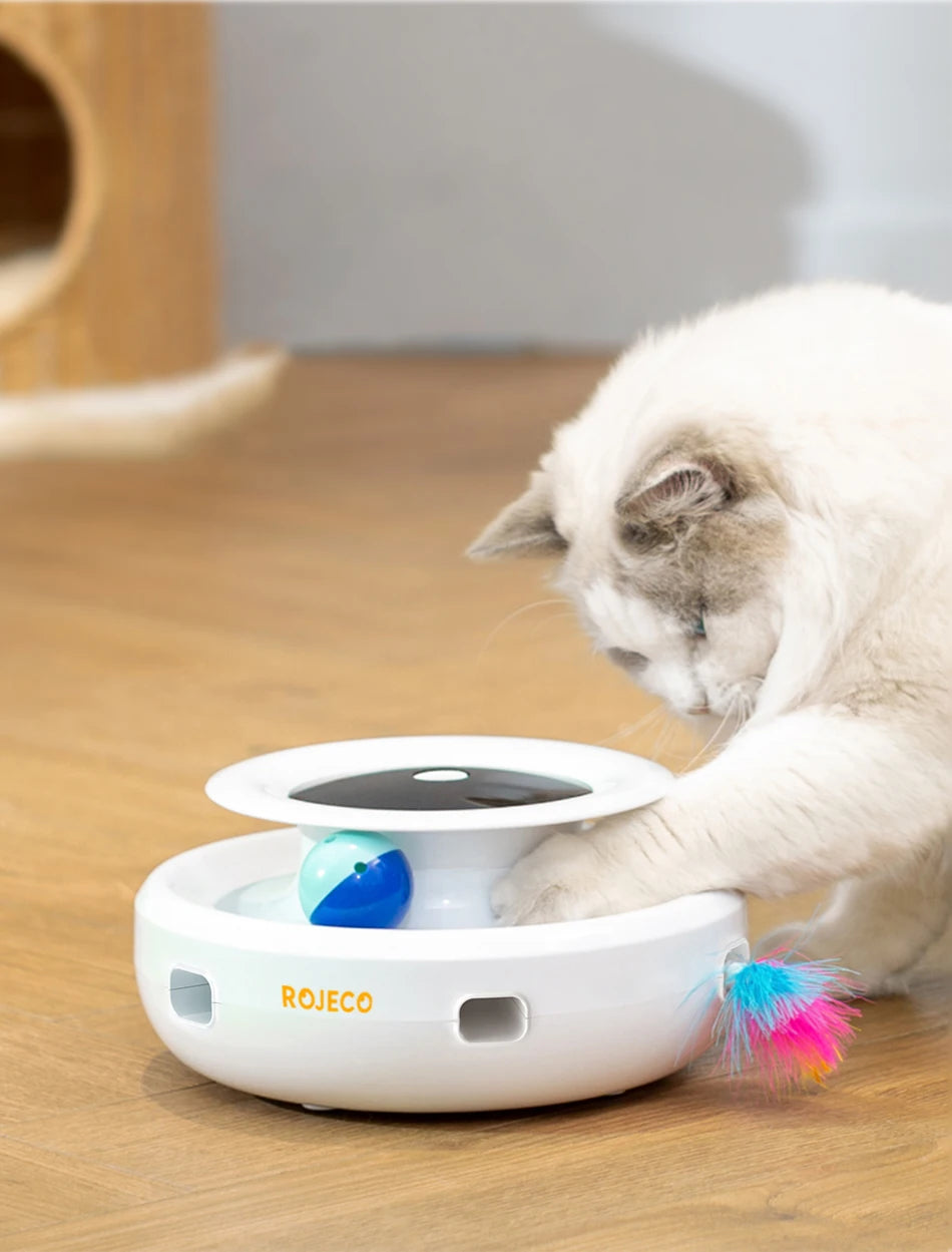 ROJECO 2 in 1 Smart Cat Toys Automatic Feather Fun Ball Toy Set For Cat Dog 5 Modes Electronic Interactive Pet Toy Accessories Deals 4 U   Deals 4 U