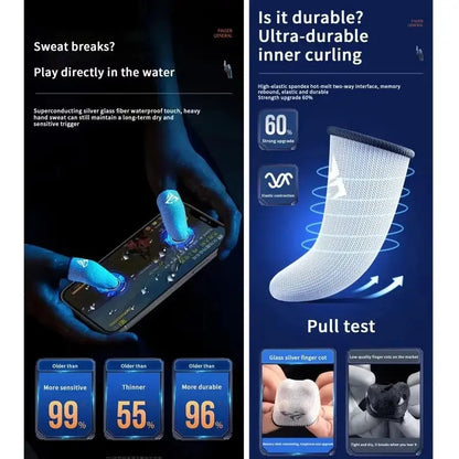 Pair Gamer Finger Sleeves for Mobile Gaming Sweatproof Breathable Silver Fiber Finger Covers  Anti-Slip Touch Screen Fingertips Deals 4 U  Mobile Gaming Deals 4 U