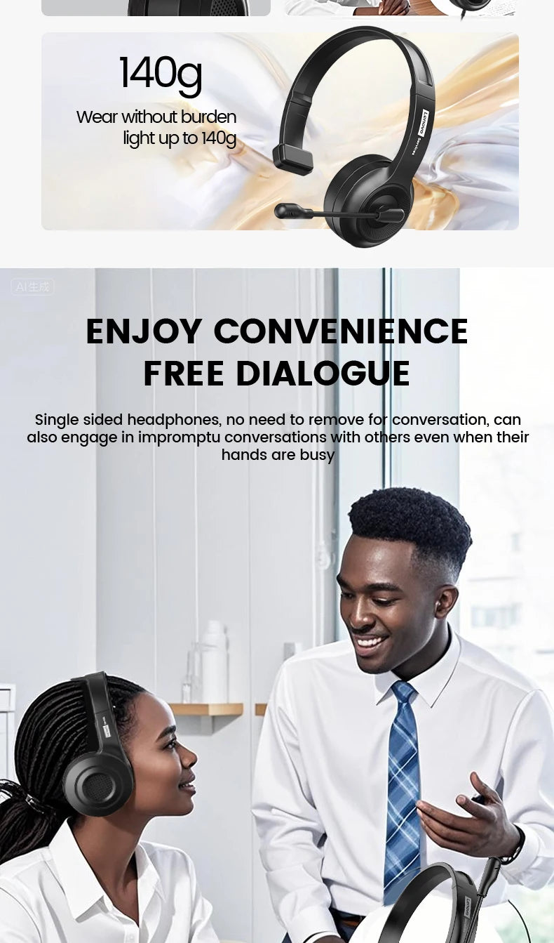 Lenovo E06 Single Ear Wired Headphone With Microphone Stereo Effect Business Meeting Office HD Call Scalable Gaming Headsets Deals 4 U   Deals 4 U