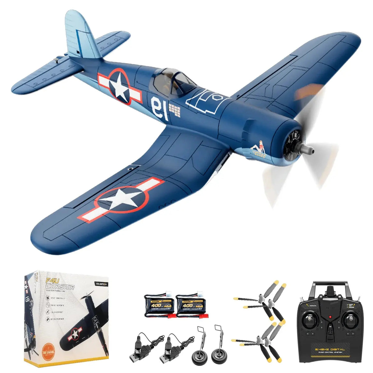 Volantexrc Brushless 500mm F4U Corsair RC Planes for Adults,Upgraded 4-CH RTF RC Plane,One-Key Aerobatic,Ideal for Outdoors Gift Deals 4 U  Gaming Accessories Deals 4 U