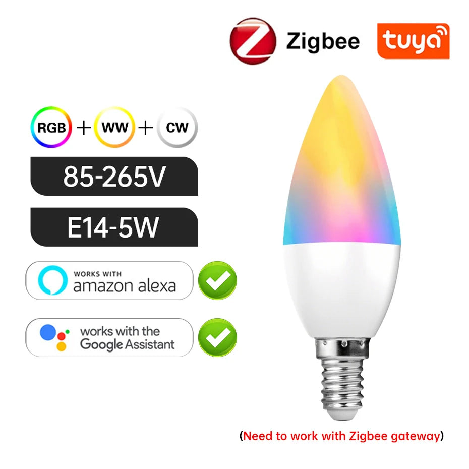 Tuya E27 GU10 E14 RGB Bulb Zigbee/WiFi/Bluetooth Smart Dimmable LED Light Lamp 5W/15W Work with Alexa Google Home Voice Control Deals 4 U   Deals 4 U