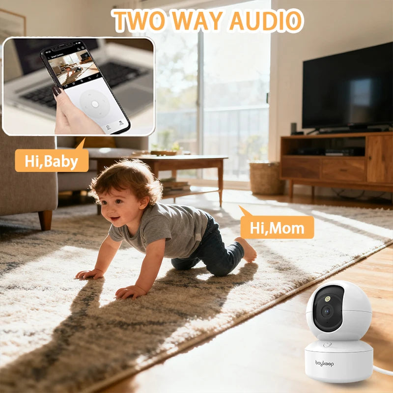Boykeep 2K Pet Dog Camera with Phone App, 5G/2.4GHz WiFi Indoor Security Baby Camera, 360° Pan & Tilt, 2-Way Audio, Night Vision Deals 4 U   Deals 4 U