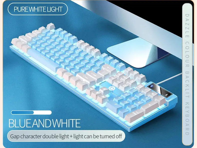 104 Keys Gaming Keyboard Wired Keyboard Color Matching Backlit Mechanical Feel Computer E-sports Peripherals for Desktop Laptop Deals 4 U  Gaming Accessories Deals 4 U