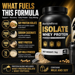 NurtureNova Isolate Whey Protein Powder 1kg, High Nutrition Fitness Drink Mix, 40 Servings, Workout & Daily Support Formula Deals 4 U   Deals 4 U