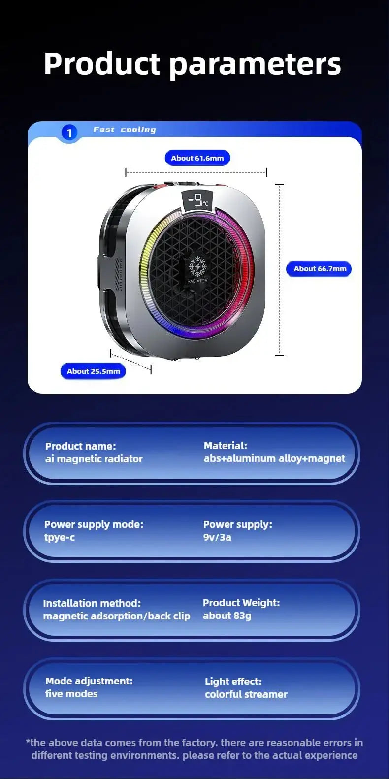 NEW TH16 Pro Mobile Cooler 24W Magnetic/Back-clip Ice Cooling Radiator Digital Display RGB Light Gaming Temperature Control Deals 4 U  Mobile Gaming Deals 4 U