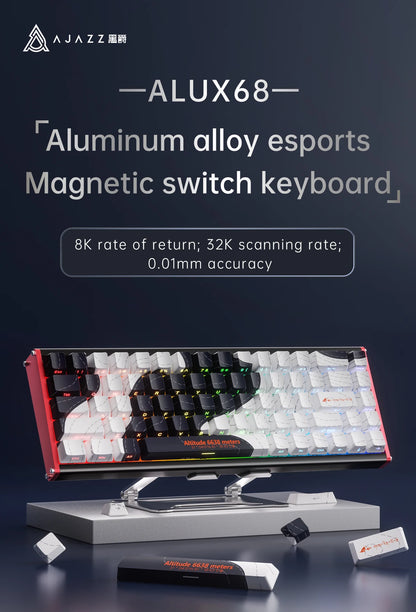 AJAZZ ALUX68 Magnetic Shaft Aluminum Alloy Esports Magnetic switch keyboard RGB hot-swappable DIY wired macro mode Hall effect