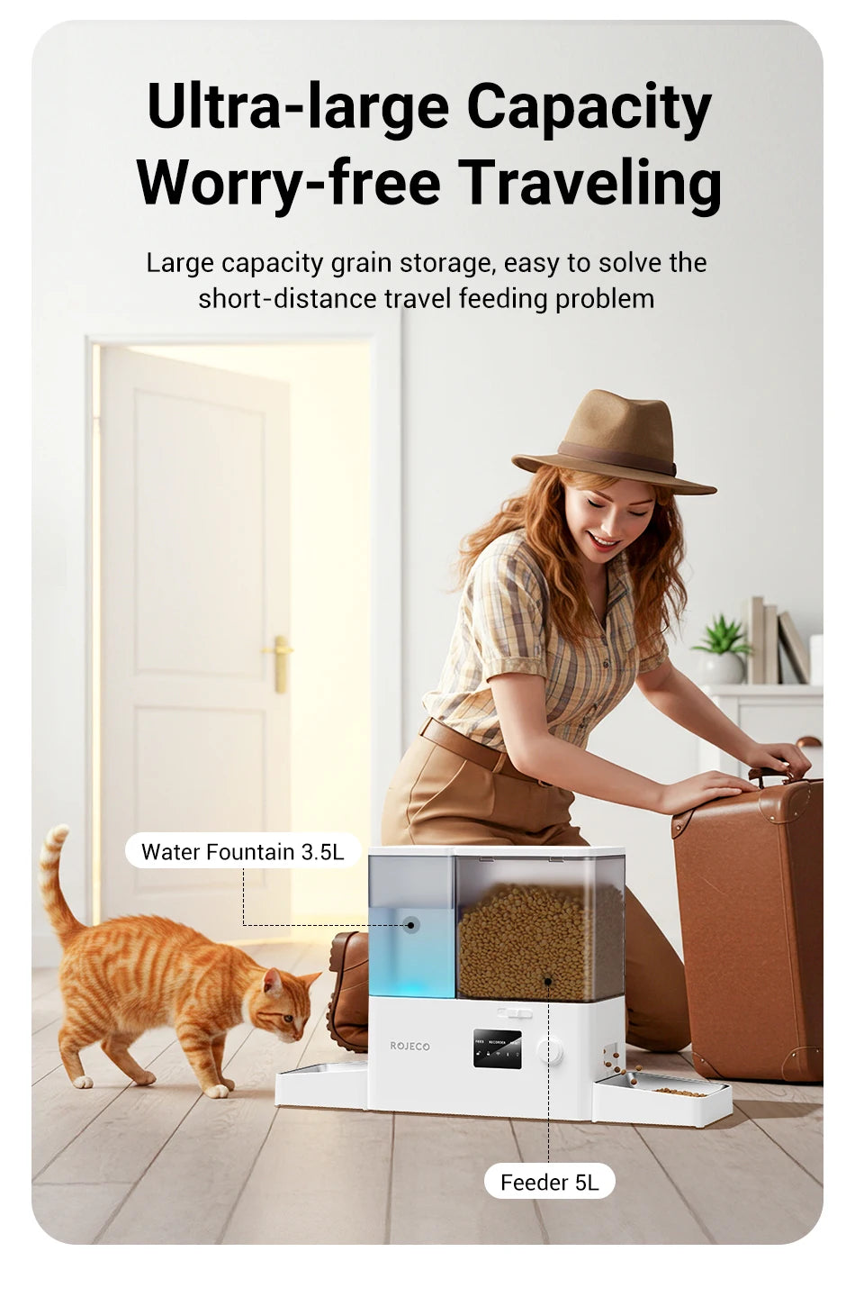 ROJECO 8.5L Automatic Pet Feeder Water Fountain WIFI APP Remote Control Smart Dog 5L Food Dispenser 3.5L Gravity Water Drinker ﻿ Deals 4 U  Automatic Pet Feeder Deals 4 U