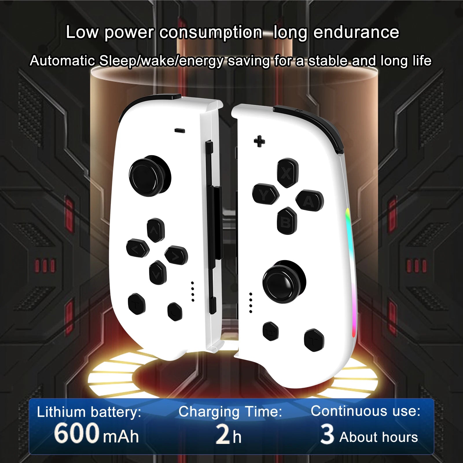 GAMINJA Wireless Joypad Controller for Switch Game Console with RGB Lamp L/R Handle Grip Wake up Screenshot Function Deals 4 U   Deals 4 U