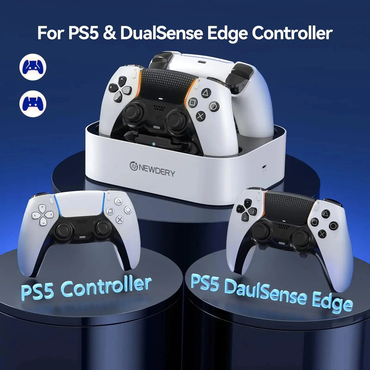 PS5 Controller Charger Station for Playstation 5 Dual for for DualSense Edge Control Fast Charging Dock Stand with Cable Deals 4 U  Gaming Accessories Deals 4 U