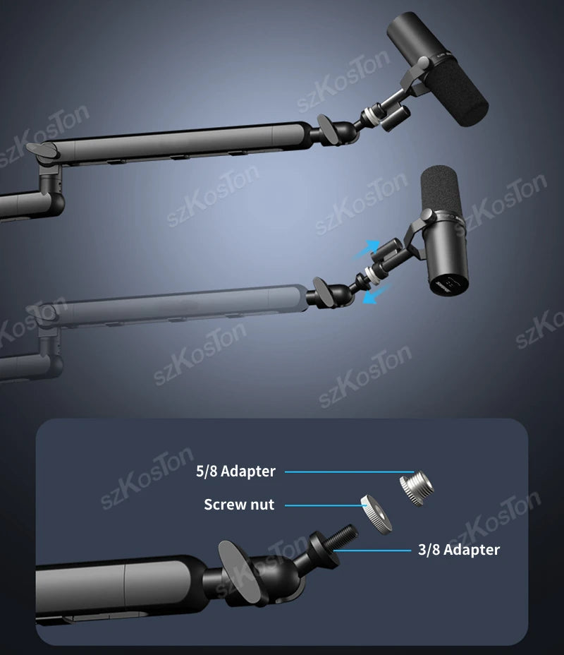 Professional Studio Low Profile Mic Arm with Extended Riser Cable Management Adjustable Microphone Stand for SM7B MV7 AM8 K688 Deals 4 U   Deals 4 U