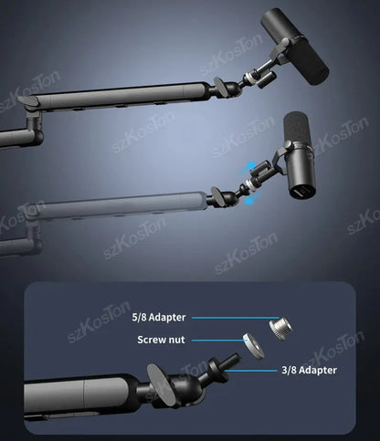 Professional Studio Low Profile Mic Arm with Extended Riser Cable Management Adjustable Microphone Stand for SM7B MV7 AM8 K688 Deals 4 U  Streaming Equipment Deals 4 U