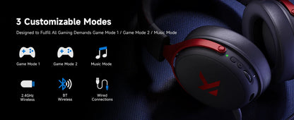 MCHOSE V9 Pro Wireless Headset 7.1 Surround Sound 53mm Gaming Headphones Noise Canceling Mic Low Latency Lightweight for PS5 PC SWITCH with Microphone