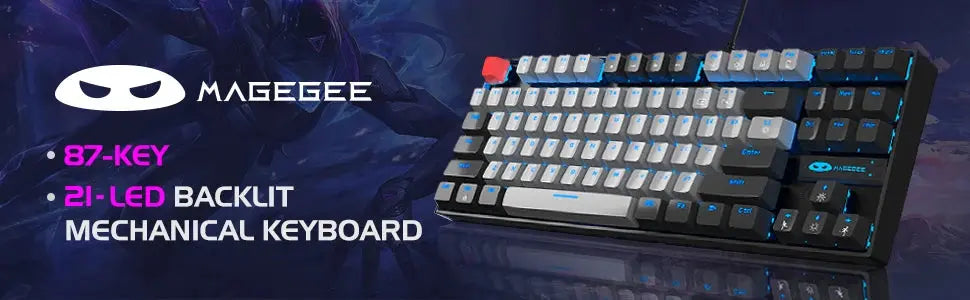 MageGee 75% Mechanical Gaming Keyboard, Blue Switch, LED Blue Backlit, 87 Keys Compact TKL Wired Keyboards for Windows Laptop PC Deals 4 U  Gaming Accessories Deals 4 U