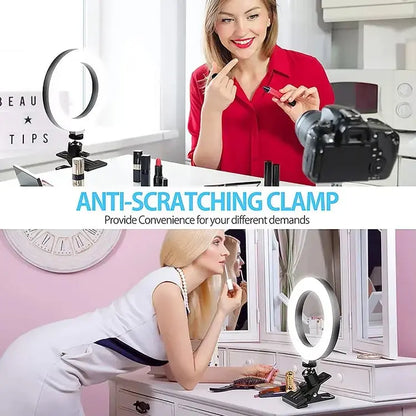 Clip-on ring light lighting kit, phone selfie light, 3-stop webcam, photography accessories, auto projection, 6-inch fill light Deals 4 U  Streaming Equipment Deals 4 U