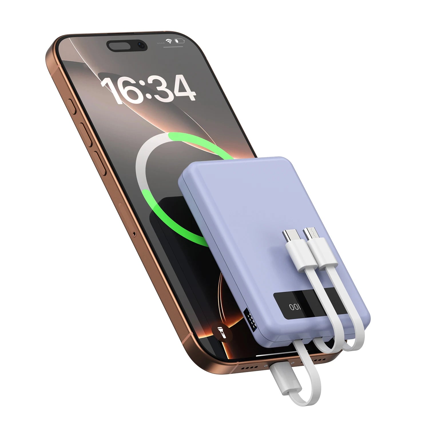 Mini Slim 10000mAh Portable Power Bank, Built-in LED Digital Display, 1 USB-A Port & 3 Integrated Cables, Small Lightweight Design, Multi-Device Simultaneous Charging for Travel, Camping and Emergency, Compatible with Android Deals 4 U   Deals 4 U