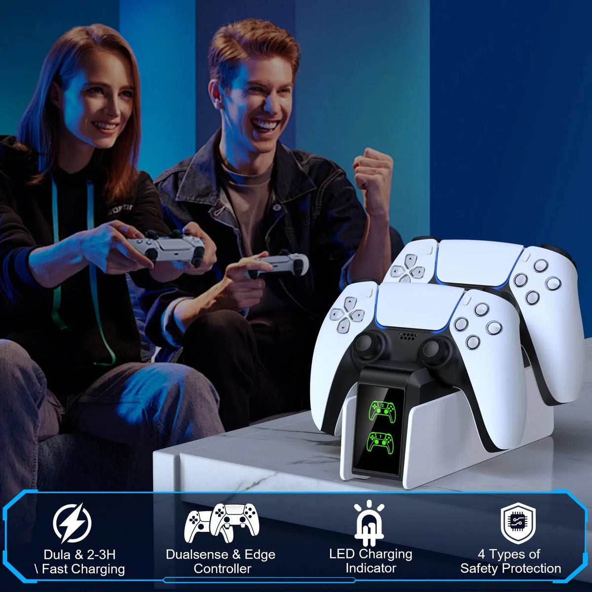 For PS5 Controller Charger DualSense Charging Station Dual Charging Dock Charger Stand for PlayStation5 Wireless Game Controller Deals 4 U  Console Accessories Deals 4 U