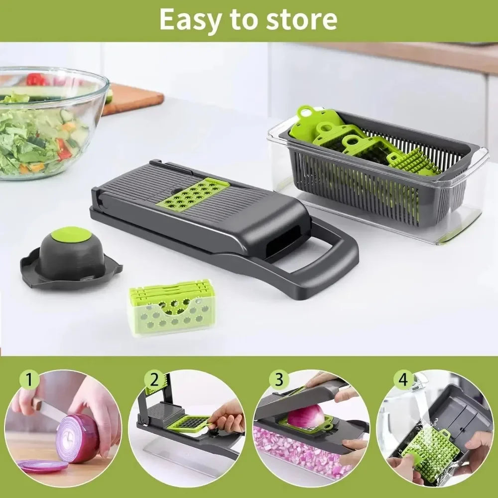Multifunctional Vegetable Chopper Handle Food Grate Food Chopper Vegetable Slicer Dicer Cut 14/16 in 1 Kitchen Items Cocina Deals 4 U   Deals 4 U