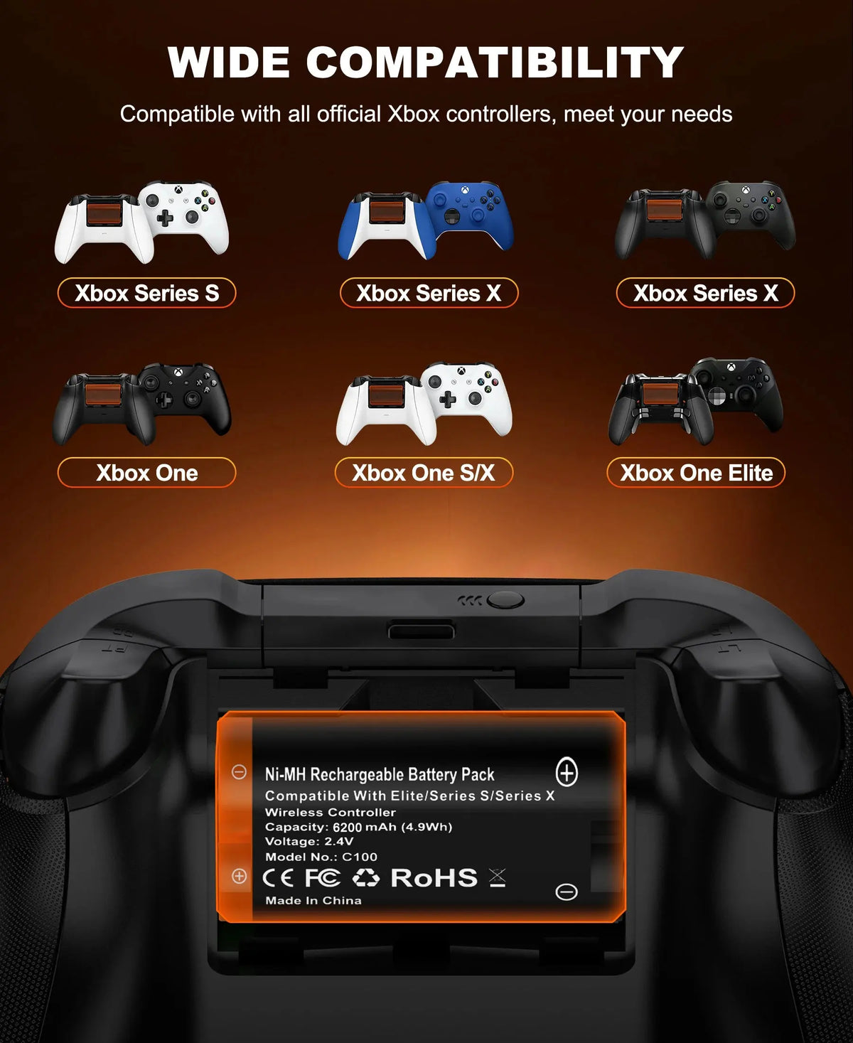 BEBONCOOL X248 2*6200 mWh Rechargable Batteries Pack For XBOX Serise S/X and XBOX ONE S/X/Elite With＆ Chaging Cable Deals 4 U  Console Accessories Deals 4 U