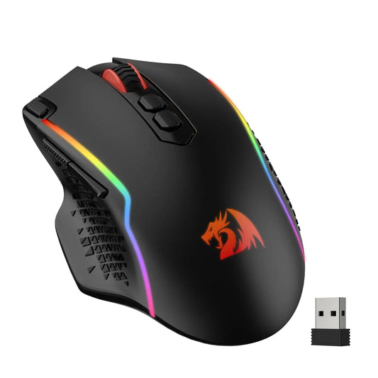Redragon M810 Pro Wireless Gaming Mouse, 10000 DPI Wired Gamer Mouse w/ Rapid Fire Key, 8 Macro Buttons, Black/White Mouse Deals 4 U  Gaming Accessories Deals 4 U