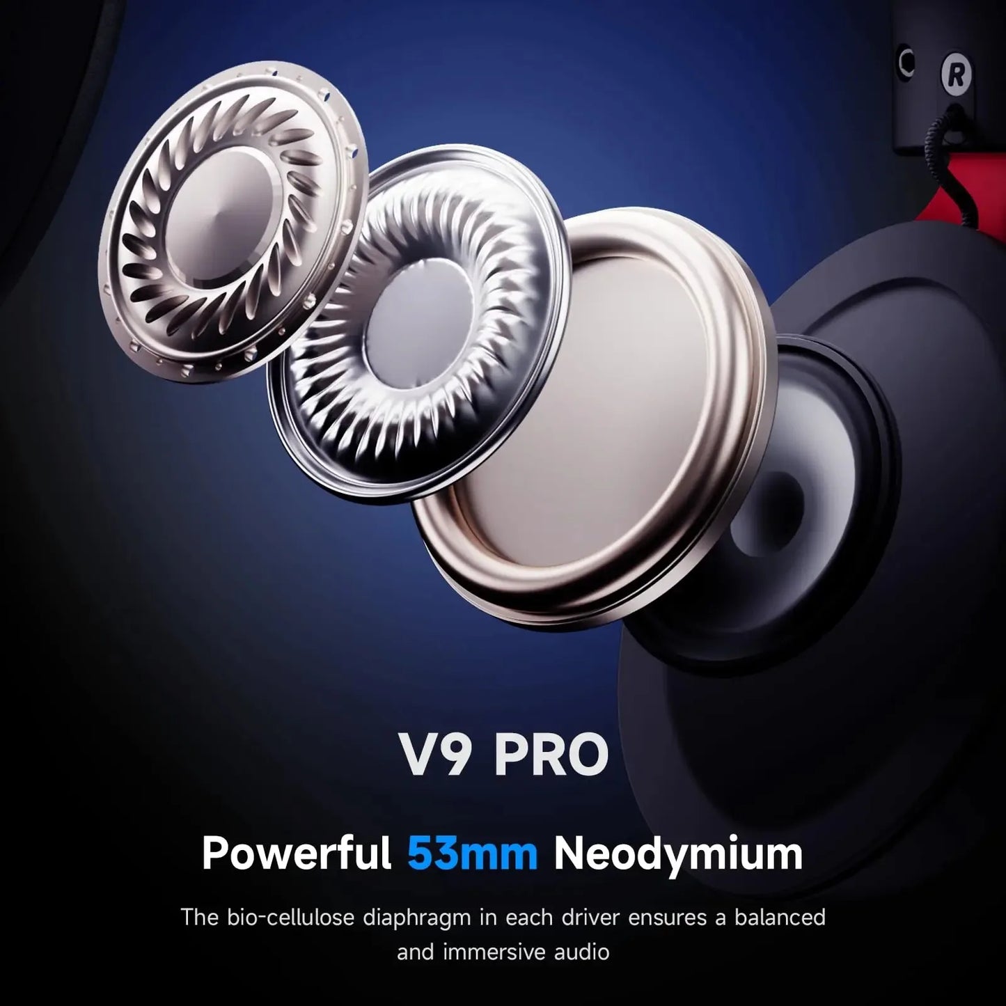 MCHOSE V9 Pro Wireless Headset 7.1 Surround Sound 53mm Gaming Headphones Noise Canceling Mic Low Latency Lightweight for PS5 PC SWITCH with Microphone
