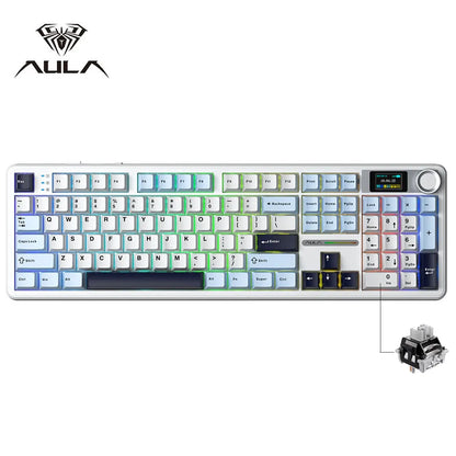 AULA F108 Pro Gaming Mechanical Keyboard Tri Mode Custom Multi-Knob Screen RGB Esports Wireless Keyboard with TFT Smart Display
