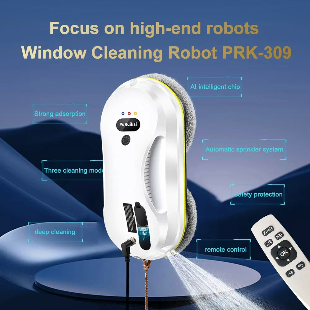 PuRuiKai Household Window Automatic Water Spray Cleaning Robot,With Intelligent Edge Detection System,Robot Glass Cleaner Deals 4 U   Deals 4 U