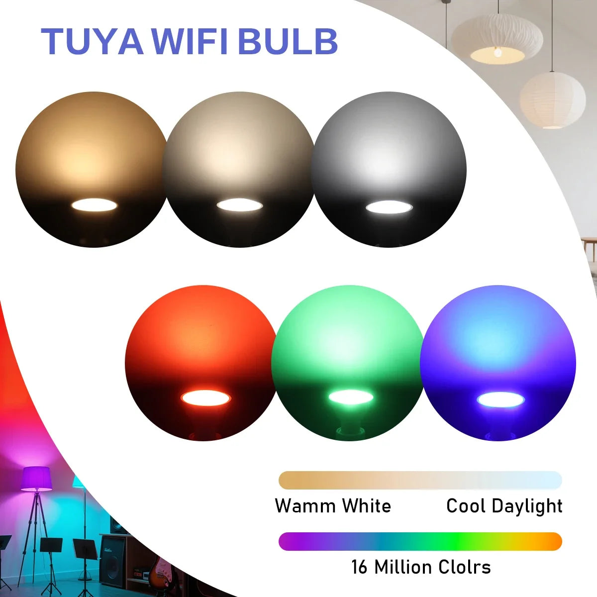 1-10PCS Tuya WiFi GU10 LED Spotlight Smart Light Bulb Dimmable 1-100% Lamps Smart Life App Control Works with Alexa Google Deals 4 U  Smart Home Gadget Deals 4 U