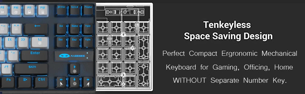 MageGee 75% Mechanical Gaming Keyboard, Blue Switch, LED Blue Backlit, 87 Keys Compact TKL Wired Keyboards for Windows Laptop PC Deals 4 U   Deals 4 U