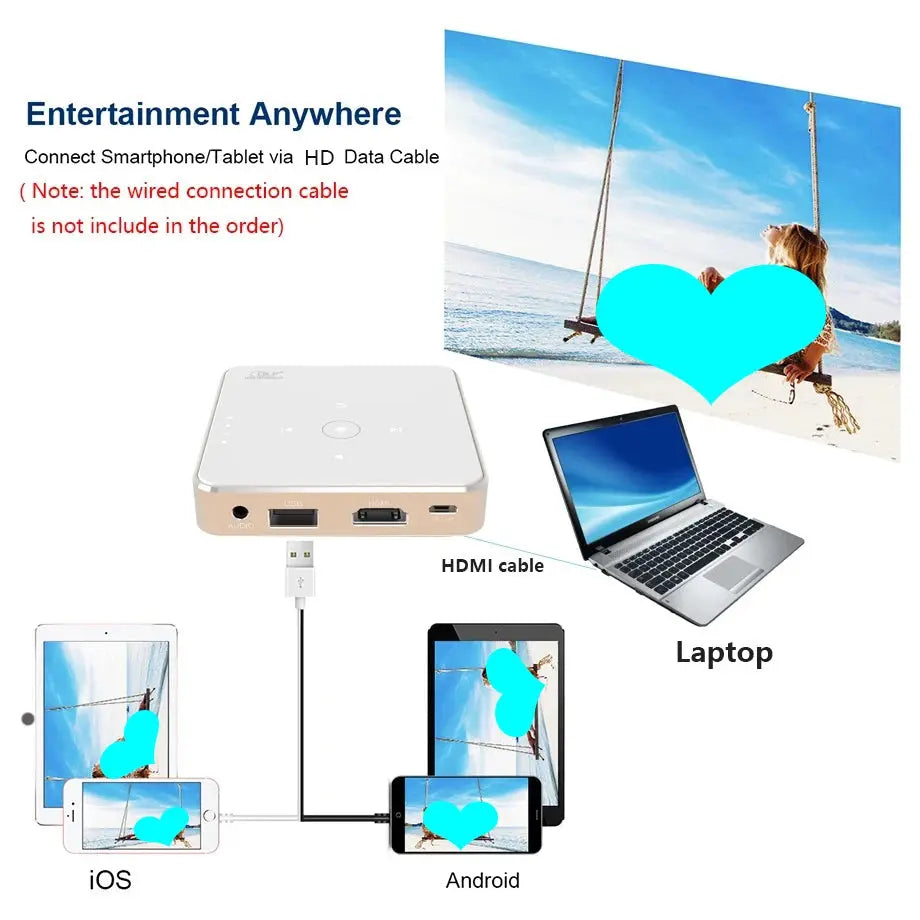 Smartldea New Mini dlp HD Projector support 1080p build in Battery Capacity wired Phone Mirroring proyector Home Theater beamer Deals 4 U  Gaming Accessories Deals 4 U