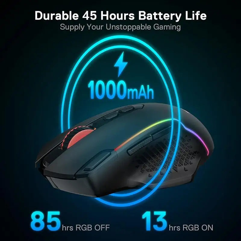 Redragon M810 Pro Wireless Gaming Mouse, 10000 DPI Wired Gamer Mouse w/ Rapid Fire Key, 8 Macro Buttons, Black/White Mouse Deals 4 U   Deals 4 U