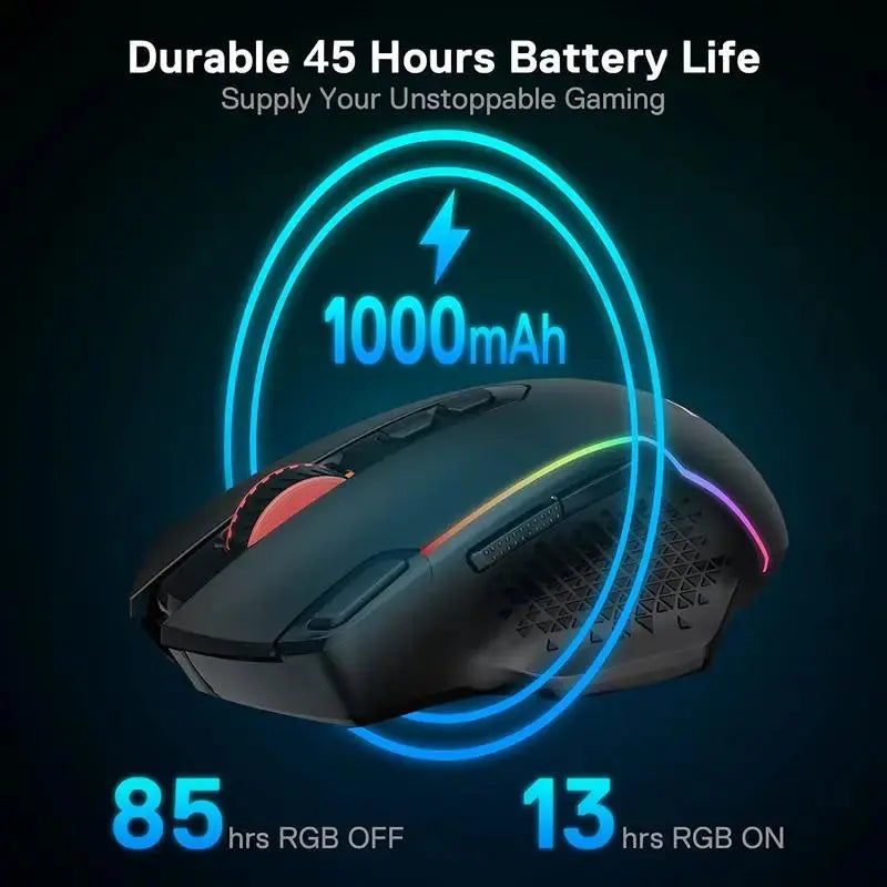 Redragon M810 Pro Wireless Gaming Mouse, 10000 DPI Wired Gamer Mouse w/ Rapid Fire Key, 8 Macro Buttons, Black/White Mouse Deals 4 U  Gaming Accessories Deals 4 U