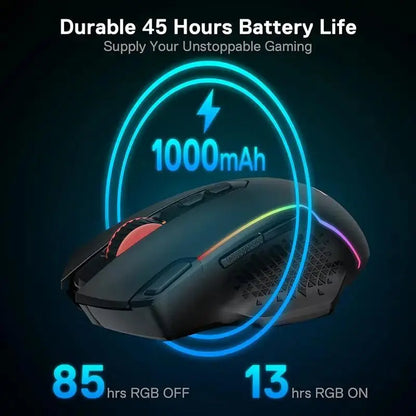Redragon M810 Pro Wireless Gaming Mouse, 10000 DPI Wired Gamer Mouse w/ Rapid Fire Key, 8 Macro Buttons, Black/White Mouse Deals 4 U  Gaming Accessories Deals 4 U