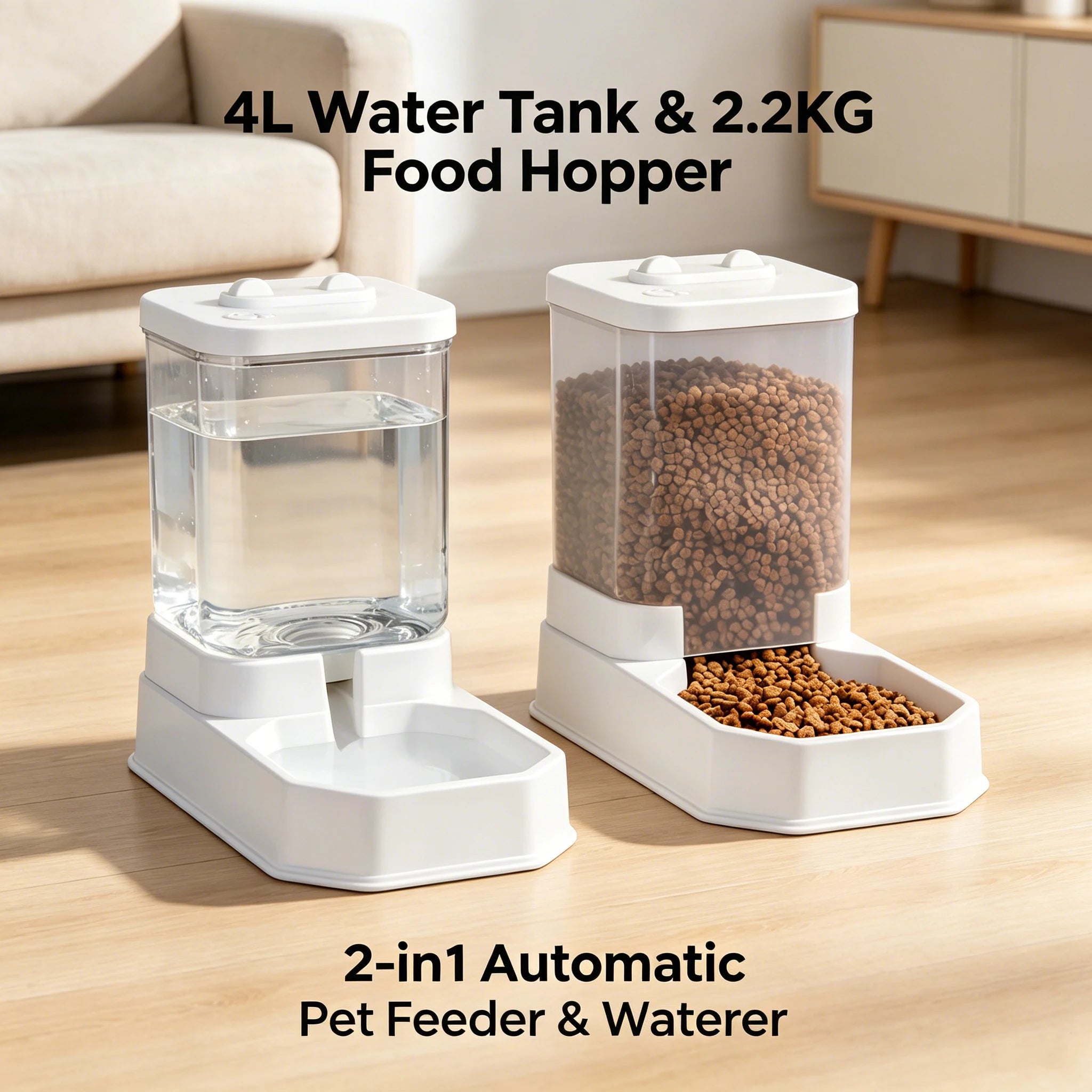 4L Large Capacity Automatic Cat Feeder & Waterer Set | Gravity Pet Food Dispenser for Cats & Dogs | BPA-Free & Non-Electric Safe Deals 4 U   Deals 4 U
