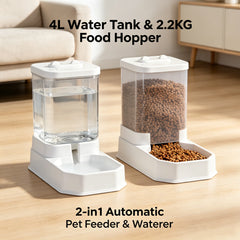 4L Large Capacity Automatic Cat Feeder & Waterer Set | Gravity Pet Food Dispenser for Cats & Dogs | BPA-Free & Non-Electric Safe Deals 4 U   Deals 4 U
