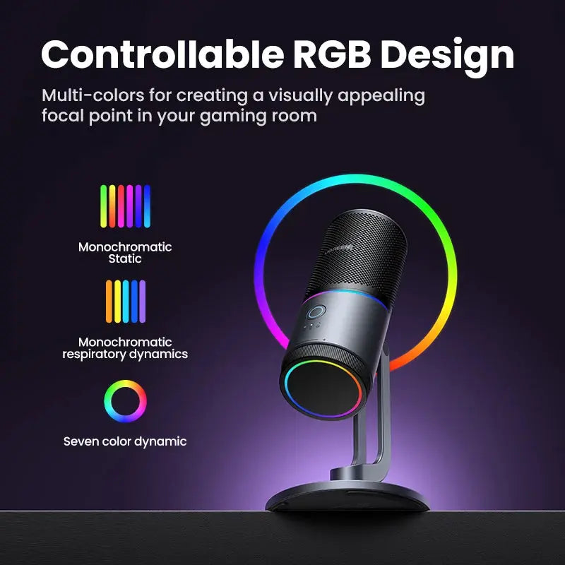 Mic USB Microphone with RGB Modes Professional Condenser Mic for PC Mac Gaming Karaoke Recording Streaming Podcasting Deals 4 U  Streaming Equipment Deals 4 U