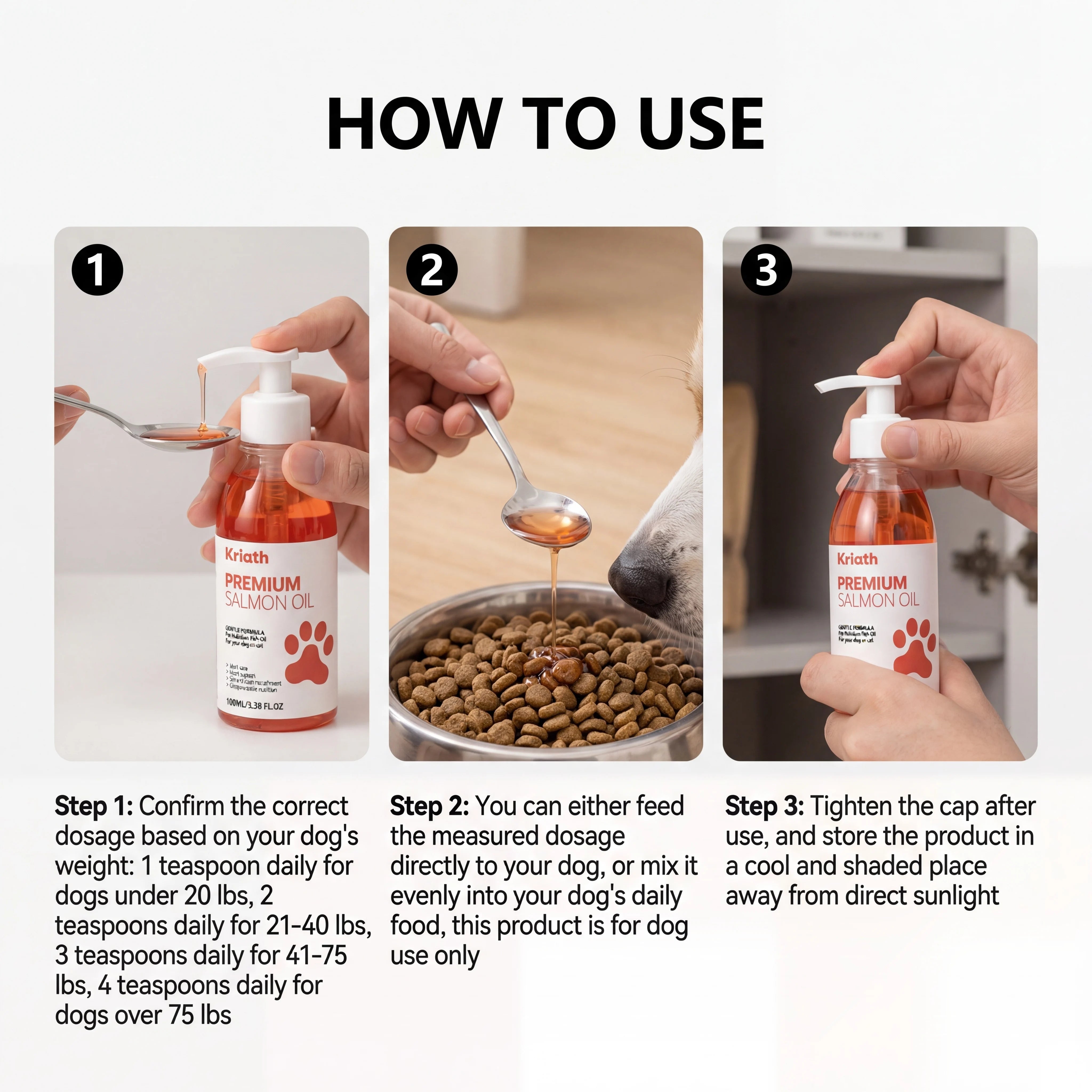 Natural Salmon Oil for Pets Dog Food Topper Liquid Vitamin E Supplement Shiny Coat and Heart Health Gentle Formula Pump Bottle Deals 4 U   Deals 4 U