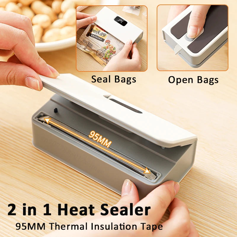 Mini Heat Sealer Plastic Bag Heat Sealing Machine Rechargable Plastic Storage Package Sealer Handheld Clip Bag Food Heat Sealer Deals 4 U   Deals 4 U