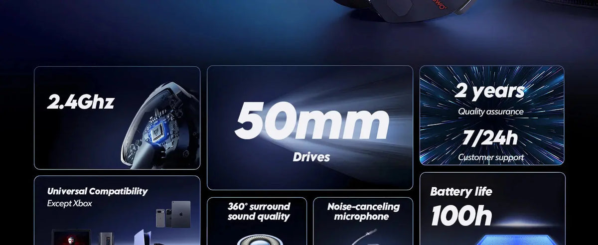 NUBWO G06 Dual Wireless Headsets Gamer with Microphone 2.4GHz Bluetooth 5.3 Gaming Headphones for PS5, PS4, PC, Mobile, Switch Deals 4 U  Gaming Accessories Deals 4 U