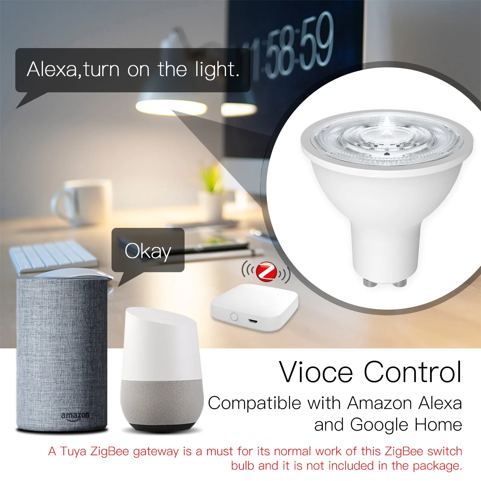 MOES Tuya ZigBee GU10 Smart LED Bulbs RGB C+W White Dimmable Lamps Smart Life APP Control Light Bulbs Voice Alexa/Google Deals 4 U   Deals 4 U
