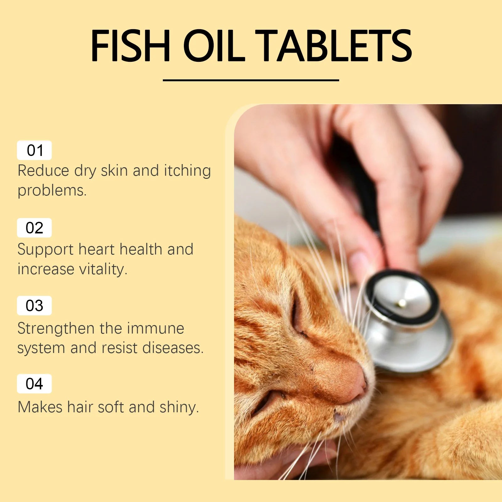 Pet Fish Oil Nutritional Supplement Relieve Dry Skin Smooth Shiny Boost Immunity Support Joint Health Pet Body Care Tablet 60pcs Deals 4 U   Deals 4 U