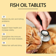 Pet Fish Oil Nutritional Supplement Relieve Dry Skin Smooth Shiny Boost Immunity Support Joint Health Pet Body Care Tablet 60pcs Deals 4 U   Deals 4 U