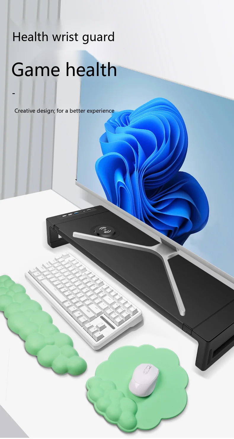 Cloud Memory Foam Wrist Rest Keyboard Mouse Pad Ergonomic Desk Mat for Office Gaming 10 Colors 3 Piece Set
