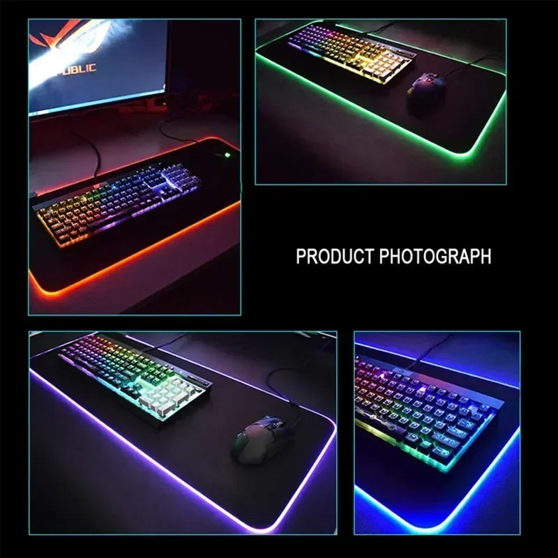 RGB Extended Hexagon Gaming Mouse Pad Rug Desk Mat Computer Accessories Anti-skid Offices Geometric Mousepad Luminous Game Mats