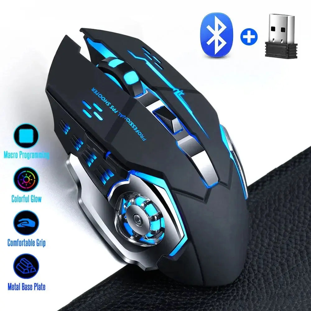 Rechargeable Wireless Mouse Gaming Computer Silent Bluetooth Mouse USB Mechanical E-Sports Backlight PC Gamer Mouse For Computer Deals 4 U  Gaming Accessories Deals 4 U