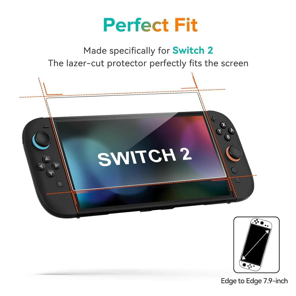 Tempered Glass Protector For Nintendo Switch 2 2025 Accessories Screen Protector For Switch 2 Accessoires With Joystick Cap