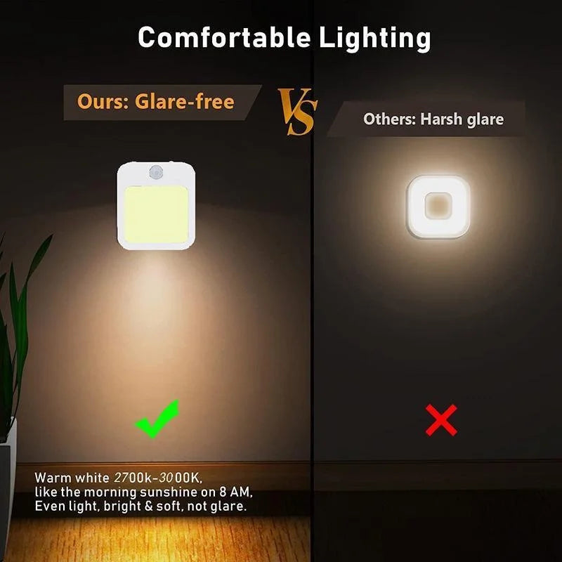 Motion Sensor LED Night Lights EU Plug Dimmable Cabinet Light for Baby Bedside Bedroom Corridor Wireless Night Lamp Lighting Deals 4 U   Deals 4 U