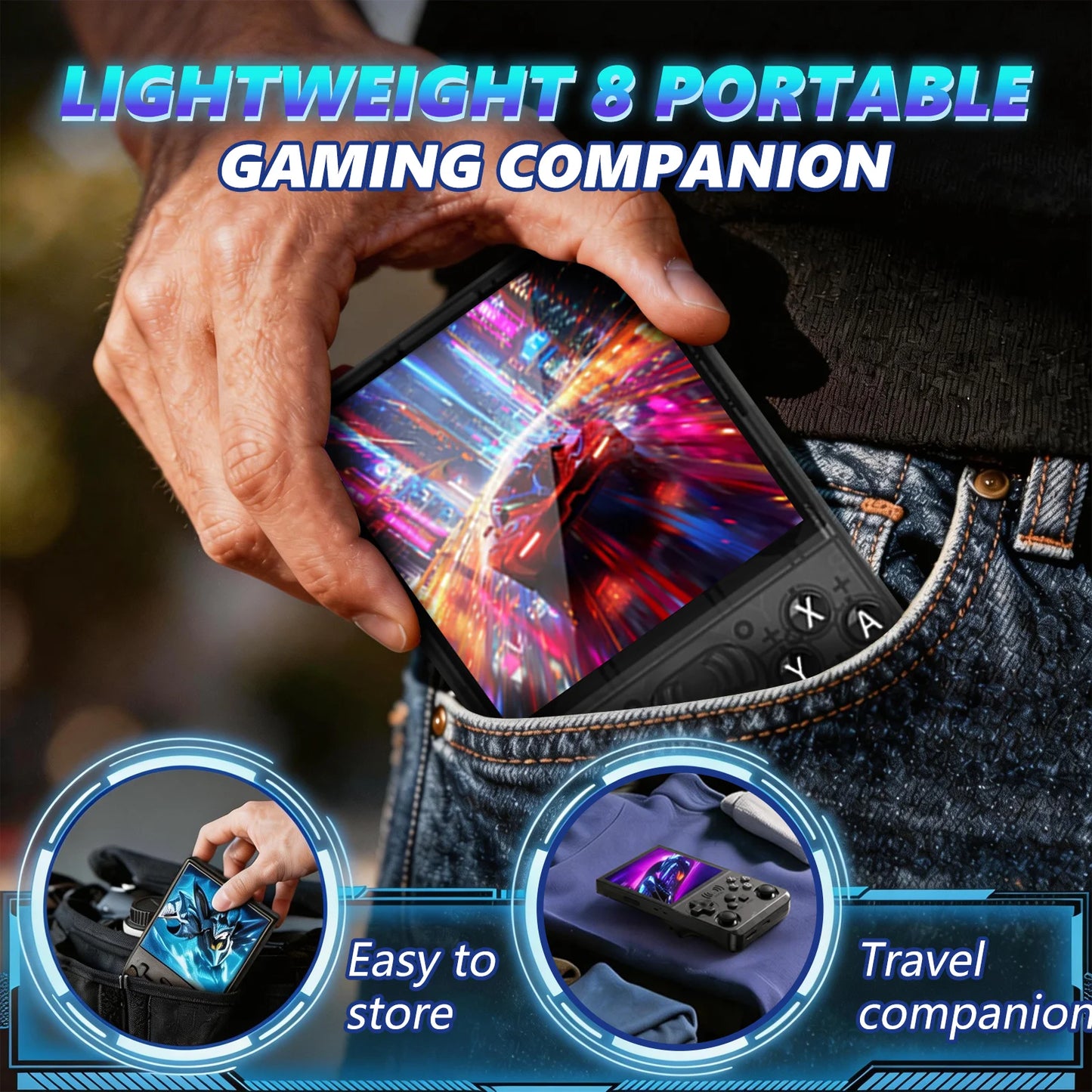 GAMINJA Retro Handheld Video Game Console WiFi 0‑lag Global Online Battle Download Games Via Official APP Retro Video Game Player Gift