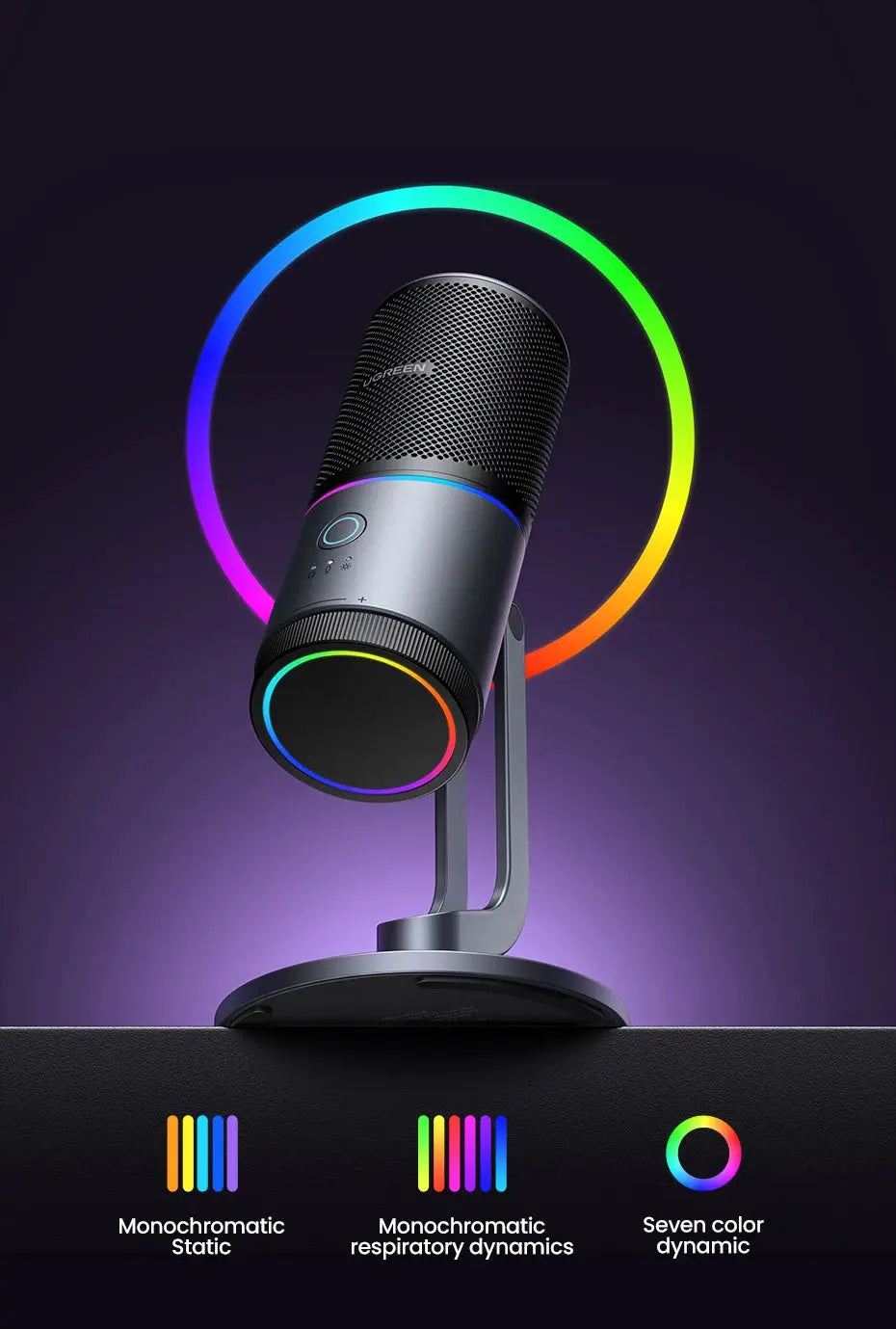 Mic USB Microphone with RGB Modes Professional Condenser Mic for PC Mac Gaming Karaoke Recording Streaming Podcasting Deals 4 U  Streaming Equipment Deals 4 U