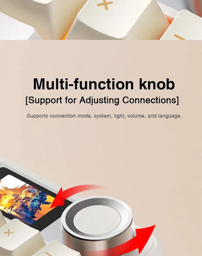 AULA F108 Pro Gaming Mechanical Keyboard Tri Mode Custom Multi-Knob Screen RGB Esports Wireless Keyboard with TFT Smart Display