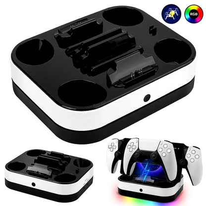 NEW For PS5 Controller Charger Stand LED Indicator & RGB Light Dual Charging Dock for PS5 Controller & PS Portal Games Accessori